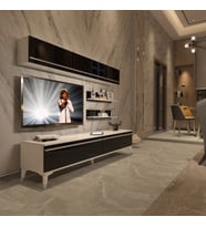 Decoraktiv Eko 5 Mdf Std Silver Tv Ünitesi Tv Sehpası - Parlak Beyaz (Siyah - Beyaz)