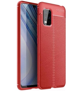 Xiaomi Mi 10 Lite Deri Desenli Kamera Korumalı Silikon Kılıf (Kırmızı)
