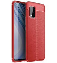 Xiaomi Mi 10 Lite Deri Desenli Kamera Korumalı Silikon Kılıf (Kırmızı)
