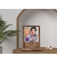 BK Gift Kişiye Özel Sevgililer Karikatürlü Ahşap Standlı Biblo, Sevgililer Günü Hediyesi, Doğum Günü Hediyesi, Yıl Dönümü Hediyesi-1 (Model 5)