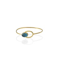 Kadir Jewellery 22 Ayar Altın Kaplama El İşçiliği Zirkon Taşlı Kadın Kelepçe Bilezik (Koyu Mavi)