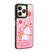 REALME C53 4G Kılıf Parlayan Kabartmalı İkonik Figürlü Amas Silikon Kılıf (Pembe)