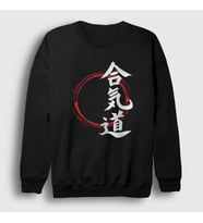 Presmono Unisex Beyaz Circle Aikido Ufc Mma Dövüş Sanatları Sweatshirt 502532tt (Siyah)