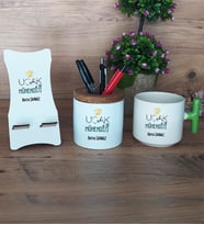 Uçak Mühendisi Hediye Sepeti Kupa Bardak T Kulplu, Kalemlik ve Ahşap Telefon Standı Mühendisler Günü Hediyesi (Model 8)