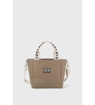 Luna Blu Kadın Mini Kanvas Kumaş Tote Çanta (Vizon)