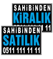 Sahibinden Satılık - Kiralık Branda Afiş (Ölçü Seçenekli) (Siyah - Beyaz)