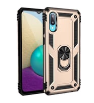 Galaxy A02 Kılıf Zore Vega Yüzüklü Standlı Zırh Kılıf (Gold)