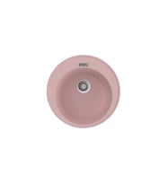 POLEX Cristalüx Granit Eviye P-06 Tezgah Altı Ve Tezgah Üstü Oval Mutfak Evyesi 51,5x51,5cm (Pembe)