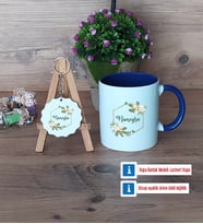 Doğum Günü Hediyesi Kupa Bardak Kırmızı ve Ahşap Anahtarlık Hediye (Model 2)
