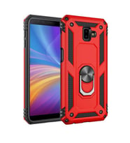 Samsung Galaxy J6 Plus Kılıf Yüzüklü Zırh Tank Vega (Kırmızı)