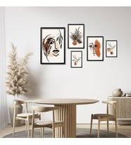 5'li Ahşap Lamine Çerçeveli Mdf Tablo Seti Modern Boho Tasarım (Siyah)