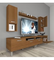 Decoraktiv Eko 5200DA Mdf Krom Ayaklı Tv Ünitesi Tv Sehpası (Ceviz)