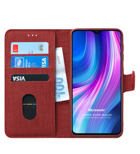 Microsonic Xiaomi Redmi Note 8 Pro Kılıf Fabric Book Wallet (Kırmızı)