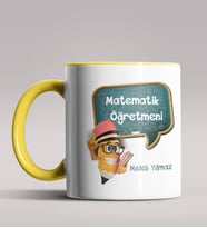 Kişiye Özel Matematik Öğretmeni Tasarımlı Siyah Renk Kupa 15 (Sarı)