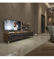 Decoraktiv Eko 4 Mdf Std Krom Ayaklı Tv Ünitesi Tv Sehpası (Ceviz - Siyah Mermer)