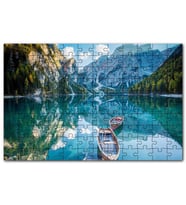Cakapuzzle Berrak Dağ Gölü Karlı Dağlar ve İki Kayık Puzzle Yapboz MDF (Ahşap) (500 Parça)