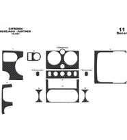 Meriç® Citroen Berlingo Ön Torpido Kaplama Maun 11 Parça 2002-2008 (Karbon)
