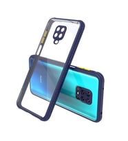 Xiaomi Redmi Note 9 Pro Kılıf Kenar Renkli Sararmaz Şeffaf Kapak (Lacivert)