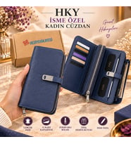 HKY Çok Kullanışlı İsme Özel Kadın Cüzdan (Lacivert)