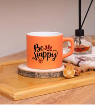 Be Happy Tasarımlı Renkli Nescafe Fincanları 220 ML (Turuncu)