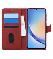 Microsonic Samsung Galaxy A34 Kılıf Fabric Book Wallet Siyah (Kırmızı)