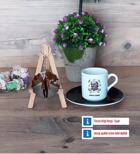 Öğretmenler Günü Hediyesi Türk Kahvesi Fincanı Ahşap Altlıklı ve Fotoğraflı Ahşap Anahtarlık Hediye (Model 7)