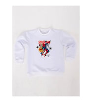 Spiderman baskılı örümcek adam pamuklu kumaş çocuk sweatshirt (Beyaz)