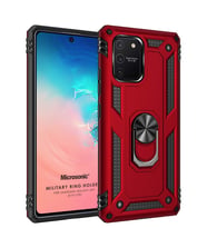 Microsonic Samsung Galaxy S10 Lite Kılıf Military Ring Holder (Kırmızı)
