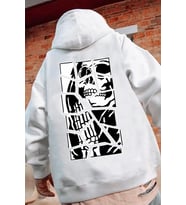 Unisex Skullcracked Baskılı Sweatshirt (A.Beyaz)