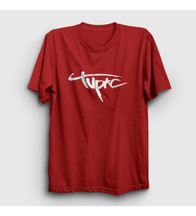 Presmono Unisex Sarı Logo Tupac Shakur T-Shirt 46031tt (Kırmızı)