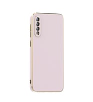 Samsung Galaxy A50 Kılıf Kenarları Gold Kamera Korumalı Renkli Pastel Silikon Siyah BARK (Rose - Gold)