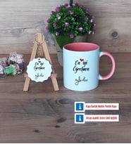 En İyi Öğretmen Kupa Bardak Kırmızı ve Ahşap Anahtarlık Hediye (Model 5)