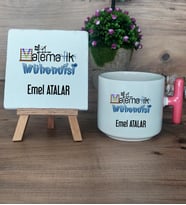 Matematik Mühendisi Hediye Seti Kupa Bardak T Kulplu ve Dekoratif Taş Mühendisler Günü Hediyesi (Model 4)
