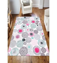 Dijital Kaymaz Taban Yıkanabilir Salon Halısı Mutfak Halısı Koridor Halısı Yolluk ND-HS-493 (Pembe)