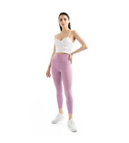 Straight Siyah Yüksek Bel Toparlayıcı, Sıkılaştırıcı Yoga Tayt 25" (Lila)