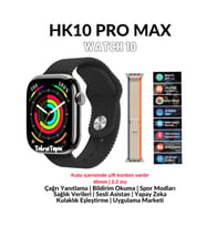 Watch 10 Series Hk 10 Pro Max Akıllı Saat Amoled Gsensor Yapay Zeka Destekli Kulaklık Eşleştirme Çağrı Yanıtlama Dil Çeviri Desteği Galeri Kitap Okuma Oyun Oynama Tüm Telefon Modelleriyle Uyumlu (Siyah)