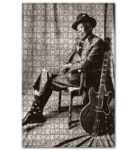 Cakapuzzle John Lee Hooper ve Gitarı SB Puzzle Yapboz MDF (Ahşap) (1000 Parça)