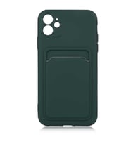 Apple iPhone 12 Kılıf Zore Ofix Kartlık Bölmeli Kılıf (Koyu Yeşil)