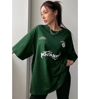 Fantastic Baskılı Unisex Oversize Tshirt (Yeşil)