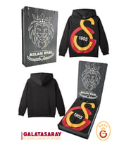 Galatasaray Orijinal Lisanslı Büyük Logo Çocuk Sweat Hediyelik Ahşap Kutulu (Siyah)