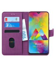 Samsung Galaxy M20 Kılıf Fabric Book Wallet (Mor)