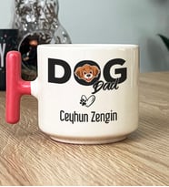 Kişiye Özel Dog Dad Hediye T Kupa Bardak Köpek Babası (Pembe)