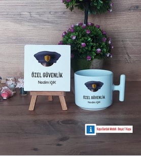 Özel Güvenlik Görevlisi Dekoratif Taş, Kupa Bardak Kırmızı Hediye (Model 11)