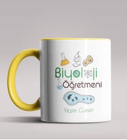 Kişiye Özel Biyoloji Öğretmeni Tasarımlı Siyah Renk Kupa Bardak 5 (Sarı)