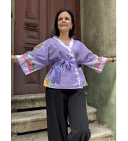 Organik Batik Kimono Bluz Hırka (A.Lila)