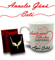 Anneler Gününe Özel Kişiye Özel Kupa & Mikail Melek Kolye Hediye Seti (Model 2)