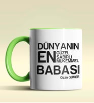 Kişiye Özel Dünyanın En En En Babası 2 Temalı Siyah Kupa Bardak (Yeşil)