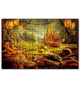 Cakapuzzle Deniz Mahsulu Sebzelerden Kemi Doğa Manzarası  Puzzle Yapboz MDF (Ahşap) (255 Parça)