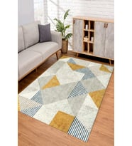 Dijital Kaymaz Taban Yıkanabilir Renkli Salon Halısı Mutfak Halısı Yolluk ND-SD-338 (Sarı)