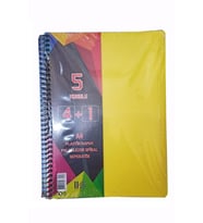 4+1 defter Plastik Kapak Spralli A4 4 kare 1 çizgili 125 Yaprak (Sarı)